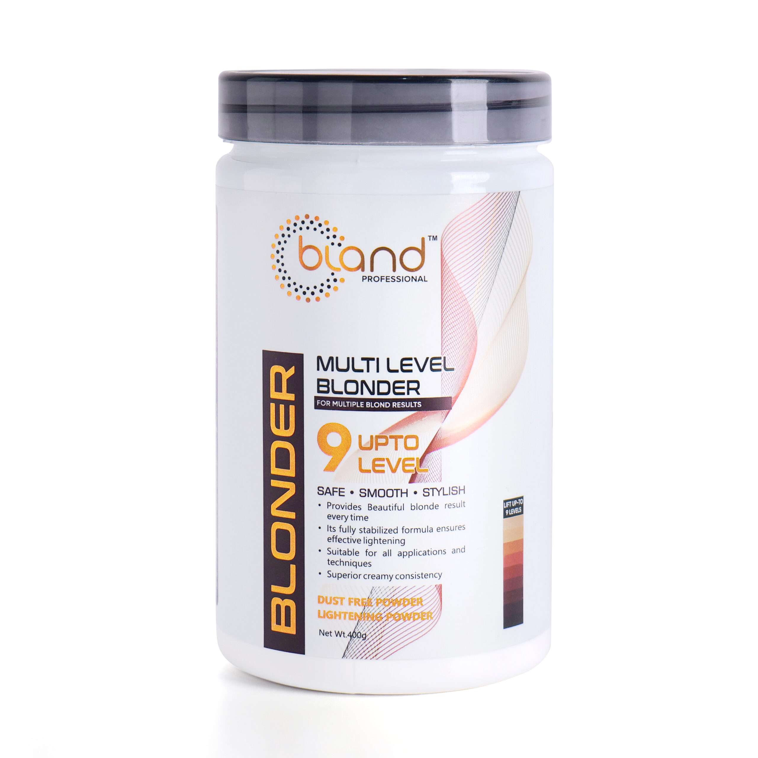 Bland Professional Multi-Level Blonde Powder Lightener — Dust-Free Hair Bleach, Up to 9 Levels Lift (400g)