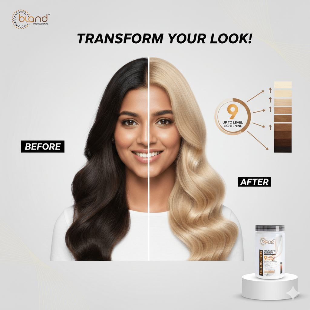 Bland Professional Multi-Level Blonde Powder Lightener — Dust-Free Hair Bleach, Up to 9 Levels Lift (400g) - Image 3